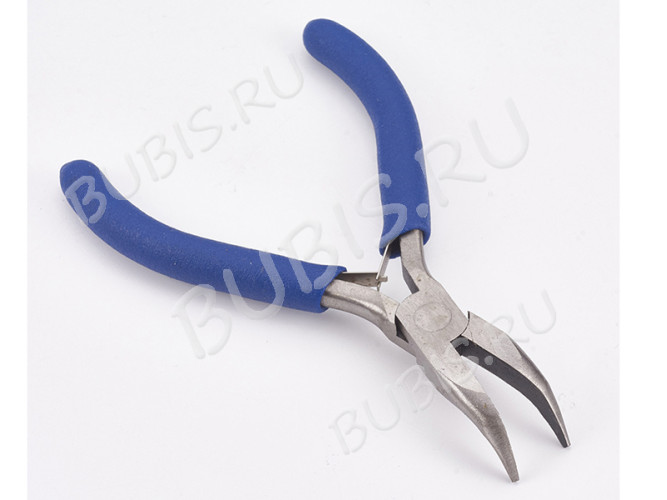 Тонкогубцы 30 утконосы изогнутые без бороздок 125мм с синими ручками (инструменты для бижутерии)