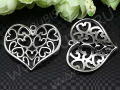 Подвеска Сердечко 64 Кулон ажурный 35*30,5*4,5мм античное серебро (литьё)