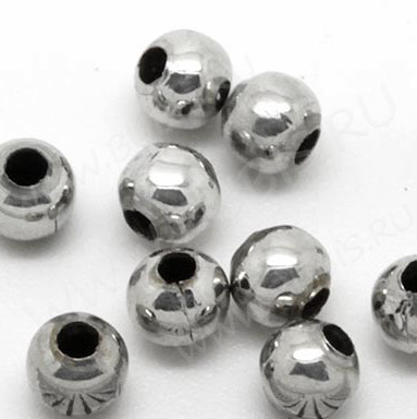 Бусина Шарик металлический 10мм цвет платины (Iron) (10шт)