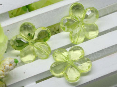 Бусина акрил Цветочек 19 гранёный 20*20*5мм св.жёлто-зелёный прозрачный (акрил)