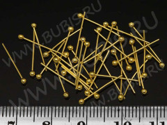 (СКИДКИ!!!) Штифт с ШАРИКОМ 14*0,5мм золотистый (Brass) (50шт.)