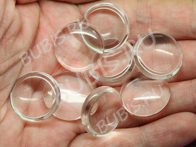 Кабошон стеклянный 04 Круг 20*20*6мм прозрачный (стекло)