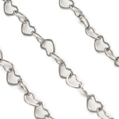 Цепочка S105 Сердечки звено 6,5*4,5*0,5мм цвет платины (Хирургическая сталь) (50см)