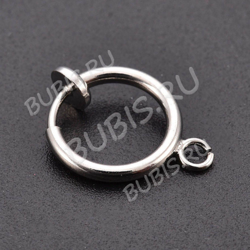 Основы для клипс №28 серьги кольца 15*11мм цвет платины (Brass)(1 пара)