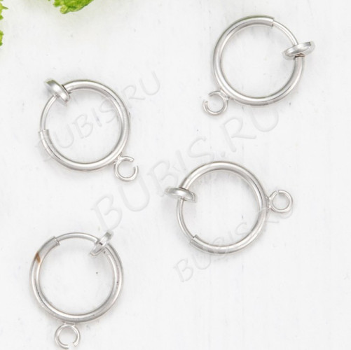 Основы для клипс №28 серьги кольца 15*11мм цвет платины (Brass)(1 пара)