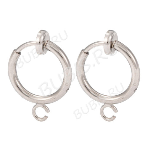 Основы для клипс №28 серьги кольца 15*11мм цвет платины (Brass)(1 пара)