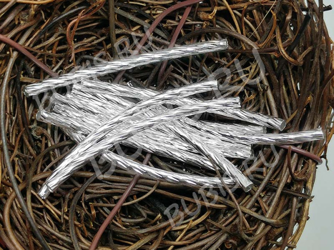 Трубочка металлическая 06 изогнутая витая 35*2мм серебристая (Brass) (10шт)