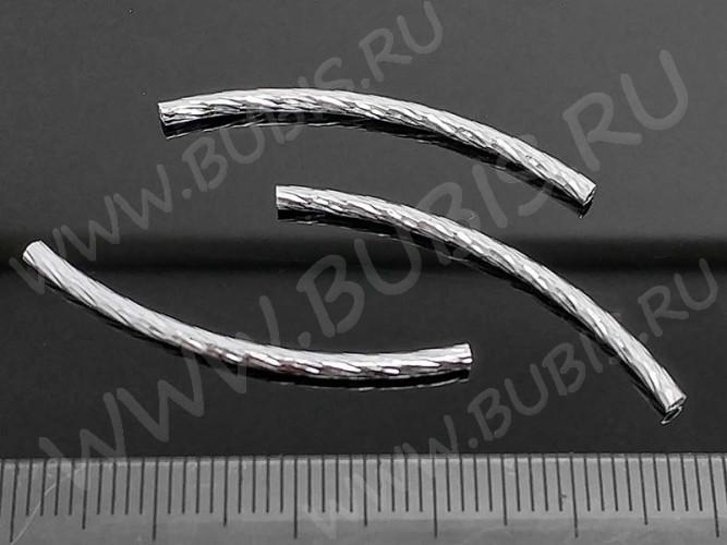 Трубочка металлическая 06 изогнутая витая 35*2мм серебристая (Brass) (10шт)