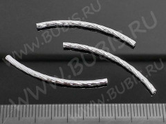 Трубочка металлическая 06 изогнутая витая 35*2мм серебристая (Brass) (10шт)
