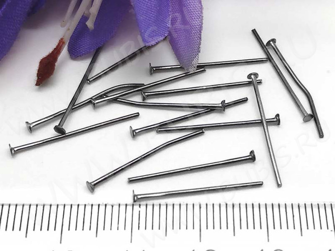 (СКИДКИ!!!) Штифт со шляпкой 20*0,7мм чёрный никель (Iron) (50шт.)