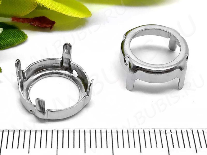 Разделитель 28 Сеттинг с лапками Круг 14мм для риволи/страз 15*14*6,5мм цвет платины (Brass)