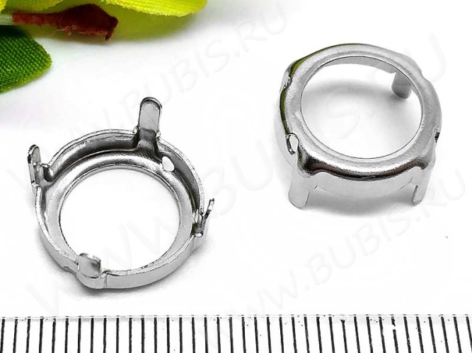 Разделитель 28 Сеттинг с лапками Круг 14мм для риволи/страз 15*14*6,5мм цвет платины (Brass)