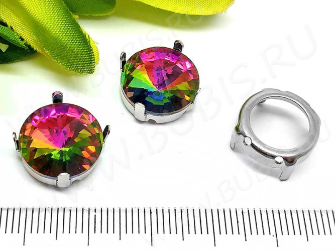 Разделитель 28 Сеттинг с лапками Круг 14мм для риволи/страз 15*14*6,5мм цвет платины (Brass)