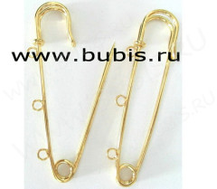Основа (заготовка) для броши №15 булавка большая с 3мя кольцами 75,5*22,5*7мм золотистая (Iron)