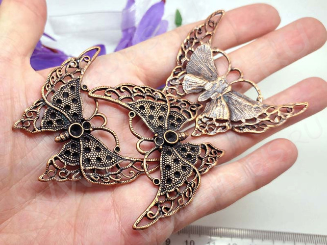Подвеска Бабочка 46 Кулон ажурный 56*46*4мм античная медь (литьё)