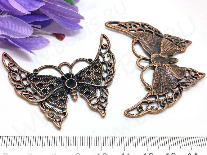 Подвеска Бабочка 46 Кулон ажурный 56*46*4мм античная медь (литьё)
