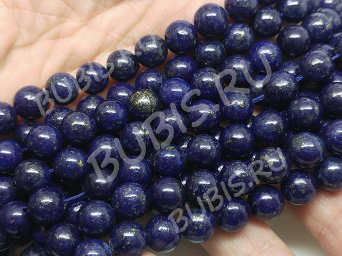 (СКИДКИ!!!) Бусина округлая 8мм Лазурит с пиритом натуральный (камни) (10шт.)