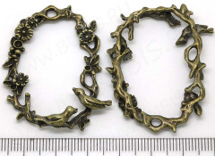 Подвеска Овал 10 3D с птичками 44,5*35,5*5мм античная бронза (литьё)