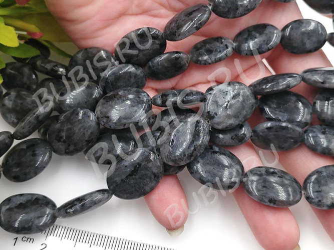 Бусина каменная Овал 62 20*15*6,5мм Ларвикит (Лабрадорит Норвежский) (камни)