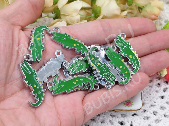 Подвеска Крокодил 02 31*18,5*2,1мм зелёный (цветные подвески)