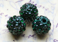 (ОПТ) Бусина Шамбала 05 10мм т.зелёная (керамика и стекло) (50ШТ.)