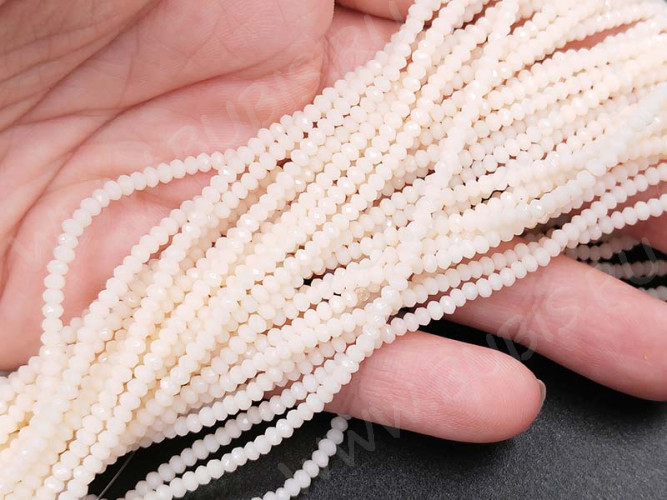 Бусина кристалл гранёный абакус 2,5*2,5*1,5мм айвори непрозрачный (имитация Сваровски) (НИТЬ)