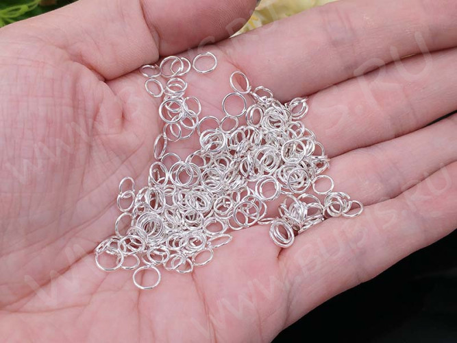 (СКИДКИ!!!) МИКС колечек 20 одинарные микс 5-6*0,7мм серебристые (Iron) (50гр)