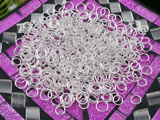 (СКИДКИ!!!) МИКС колечек 20 одинарные микс 5-6*0,7мм серебристые (Iron) (50гр)