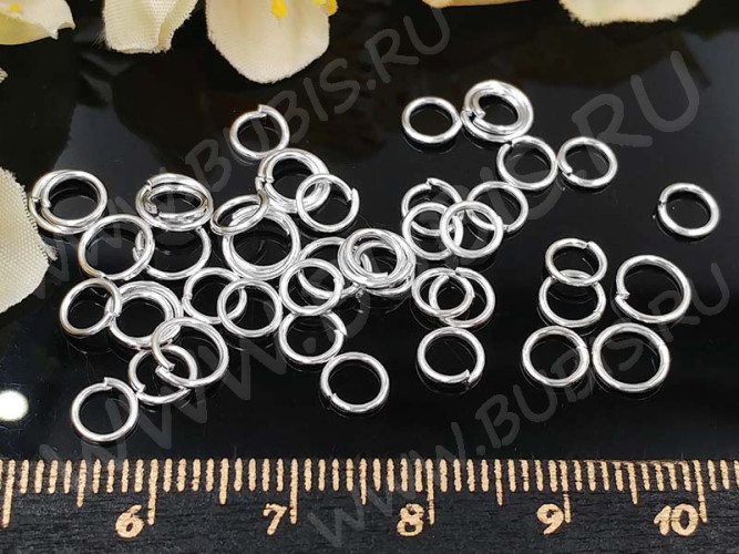 (СКИДКИ!!!) МИКС колечек 20 одинарные микс 5-6*0,7мм серебристые (Iron) (50гр)