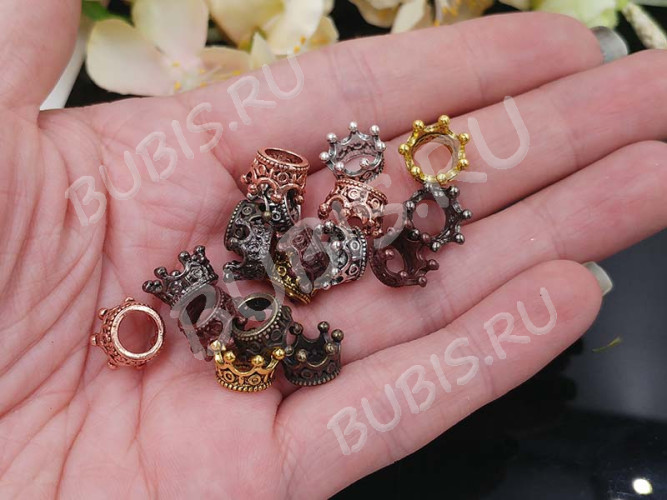 Бусина Корона 07 3D 11*11*6мм античная медь (LUX Китай) (сплав)
