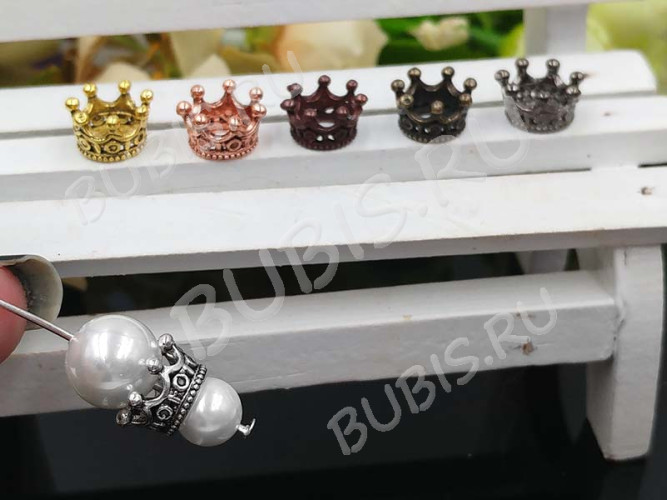 Бусина Корона 07 3D 11*11*6мм античная медь (LUX Китай) (сплав)