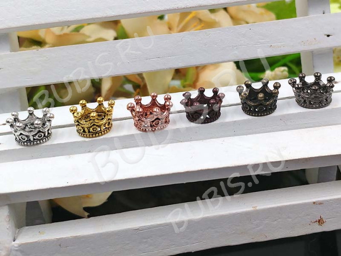 Бусина Корона 07 3D 11*11*6мм античная медь (LUX Китай) (сплав)