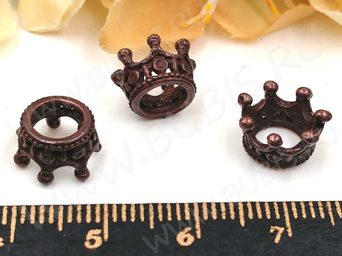 Бусина Корона 07 3D 11*11*6мм античная медь (LUX Китай) (сплав)