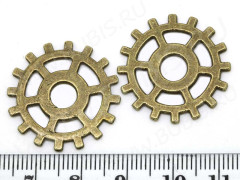 Шестерёнка 04 двусторонняя 25*25*1,2мм античная бронза (литьё) (Steampunk)
