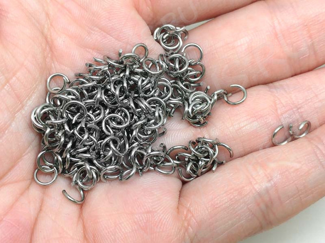 Колечки одинарные 5*1мм Ювелирная сталь цвет платины (Хирургическая сталь) (8г. ок.100шт)