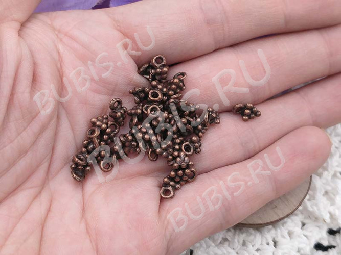 (СКИДКИ!!!) Подвеска Виноградик 03 3D 8*5*5мм античная медь (литьё) (10шт.)