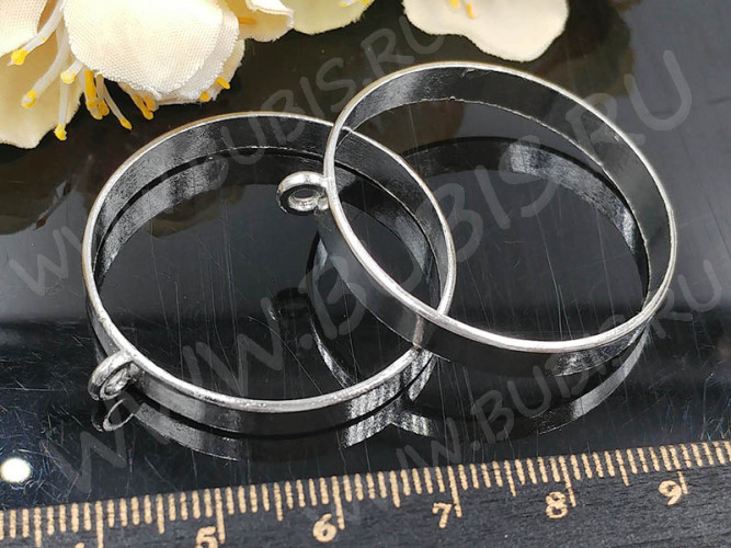 Подвеска Рамка 41 Круг глубокий 38*35*4,8мм цвет платины (литьё)