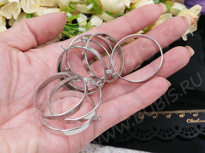 Подвеска Рамка 41 Круг глубокий 38*35*4,8мм цвет платины (литьё)