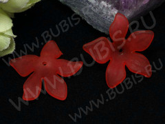 Бусина акрил Цветочек 60 матовый 29*27*7,5мм красный полупрозрачный (акрил)