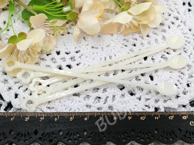 Инструмент для работы со смолой 02 пластиковая мини ложечка 13см бежевая (инструменты для бижутерии) (5шт.)