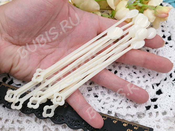 Инструмент для работы со смолой 02 пластиковая мини ложечка 13см бежевая (инструменты для бижутерии) (5шт.)