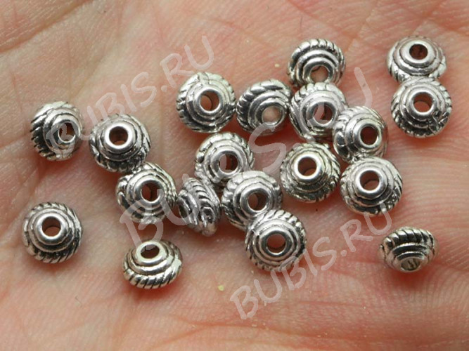 Бусина 099 рондель 4,8*4,8*2,8мм античное серебро (литьё) (20шт.)