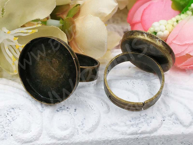 Основа (заготовка) для кольца 101 с сеттингом 20мм 18мм античная бронза (Brass)