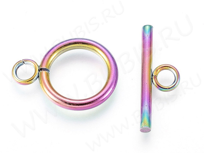 177 Тоггл округлый витой 18*14мм и 20*7мм мультиколор (Хирургическая сталь)