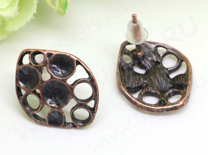 Пуссеты ("гвоздики") №127 17*13,5*13мм античная медь (литьё) (1 пара)