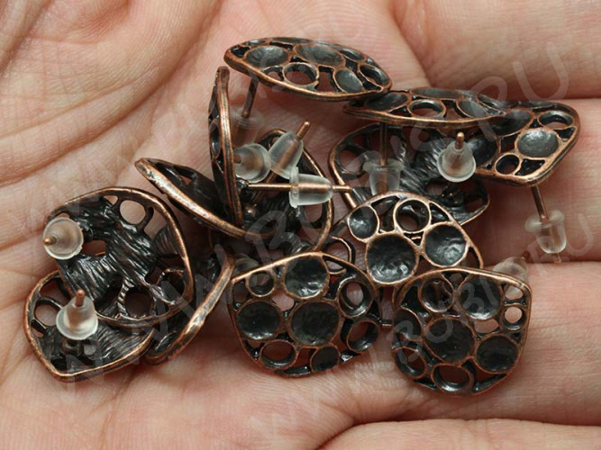 Пуссеты ("гвоздики") №127 17*13,5*13мм античная медь (литьё) (1 пара)