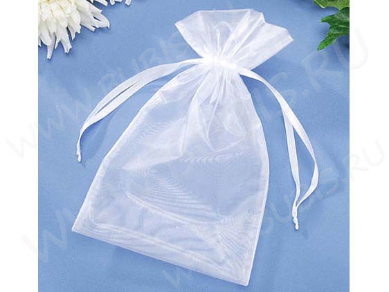 Мешочек органза 19 120*90мм белый без рисунка (упаковка для украшений) (10шт)