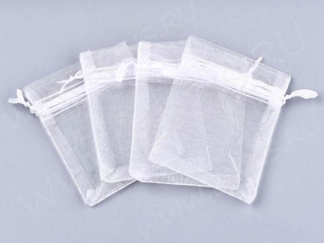 Мешочек органза 19 120*90мм белый без рисунка (упаковка для украшений) (10шт)