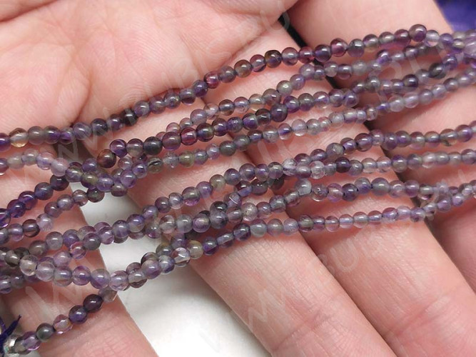 (ОПТ) Бусина округлая 2,5мм Аметист натуральный (камни) (НИТЬ)