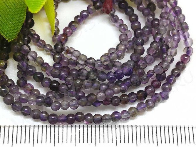 (ОПТ) Бусина округлая 2,5мм Аметист натуральный (камни) (НИТЬ)